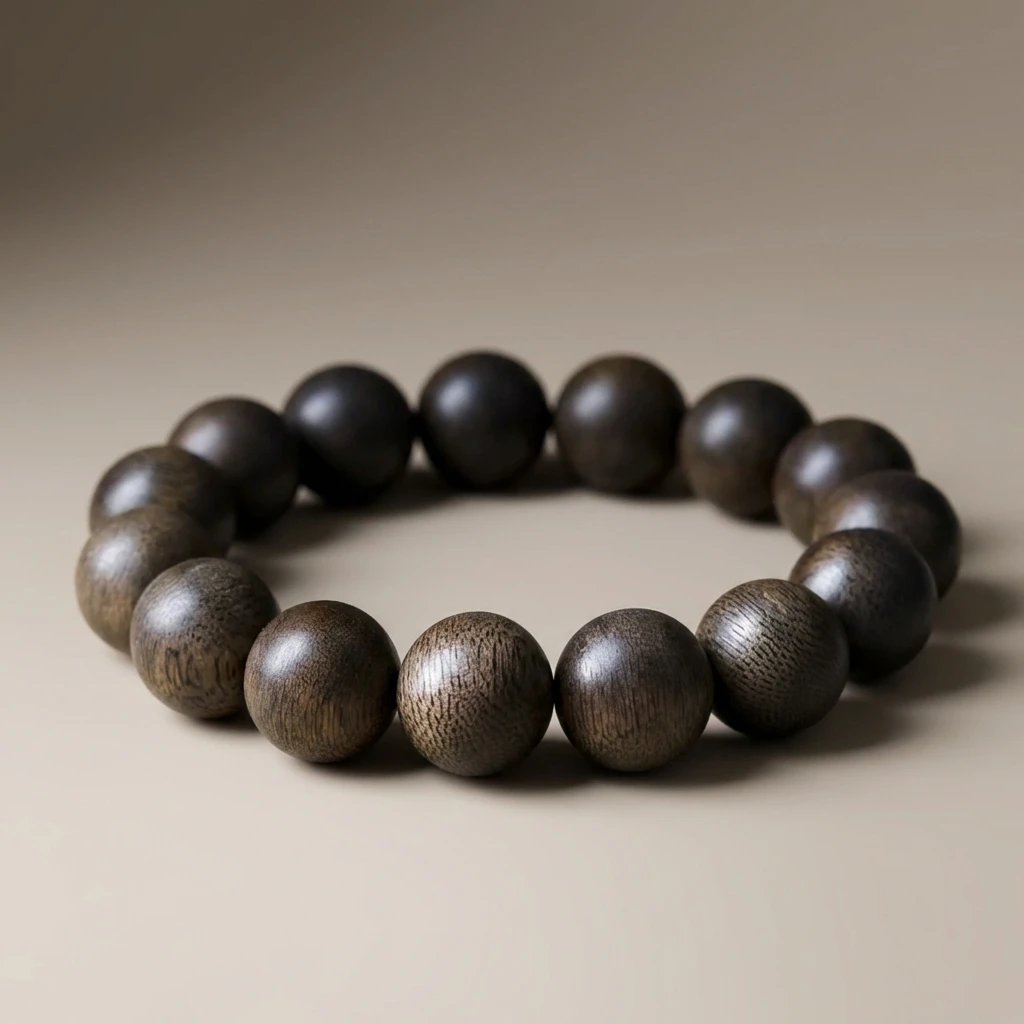 Natural Agarwood Bracelet 14mm Oud Wood Beads - Scented Round Wood Bracelet for Men and Women, Meditation Prayer Mala Jewelry, High-Grade Handmade Natural Wood Gift with Elegant Box - Image 2