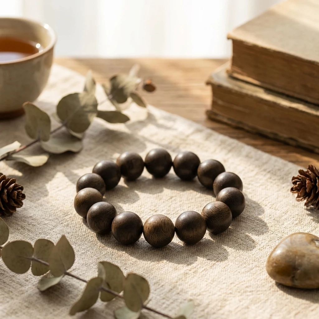 Natural Agarwood Bracelet 14mm Oud Wood Beads - Scented Round Wood Bracelet for Men and Women, Meditation Prayer Mala Jewelry, High-Grade Handmade Natural Wood Gift with Elegant Box - Image 5