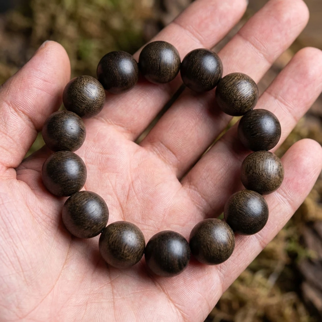 Natural Agarwood Bracelet 14mm Oud Wood Beads - Scented Round Wood Bracelet for Men and Women, Meditation Prayer Mala Jewelry, High-Grade Handmade Natural Wood Gift with Elegant Box - Image 6