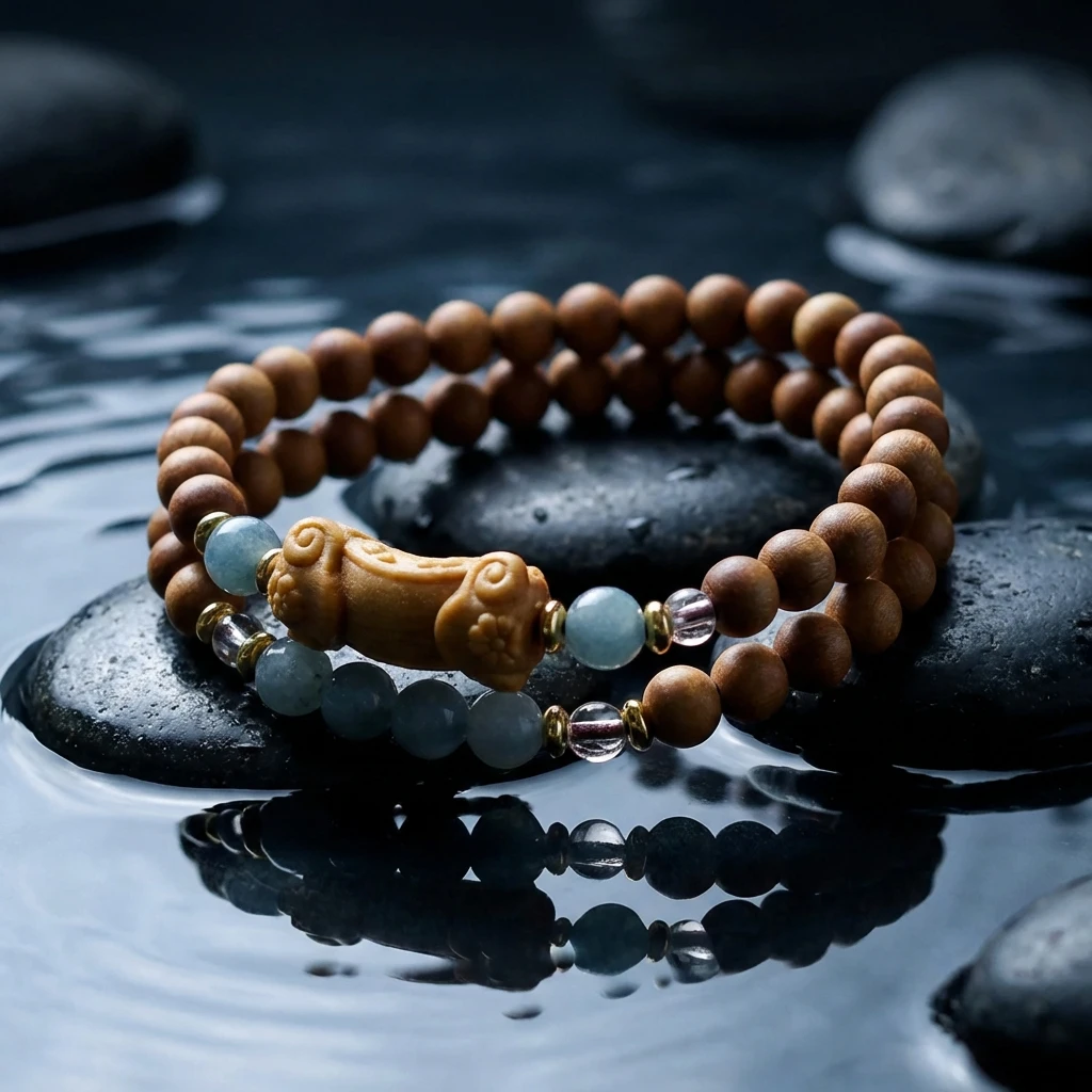 Natural Old Mountain Sandalwood Bracelet 6mm Double Wrap Beaded Bracelet for Women Men, Buddhist Prayer Beads Mala with Jade Accents for Meditation Yoga Zen, Fragrant Wood Jewelry Gift for Peace - Image 4