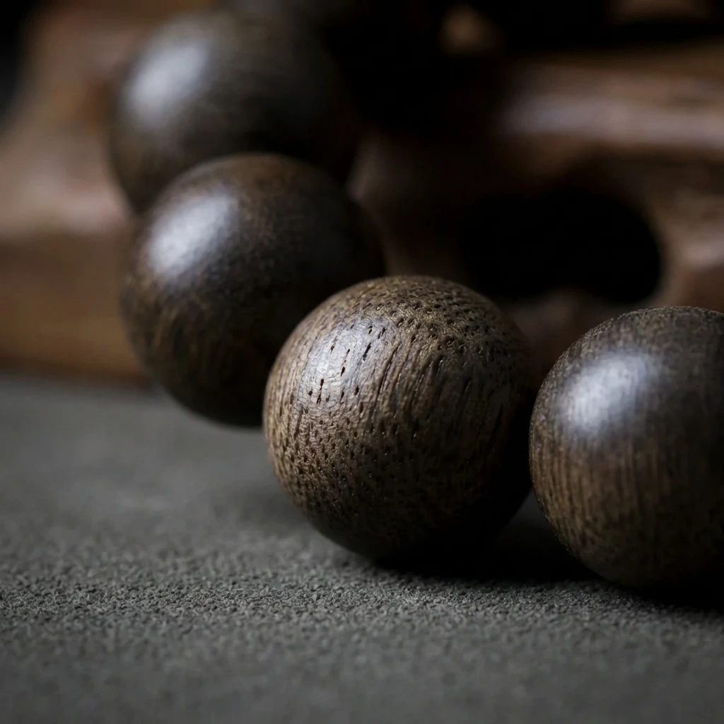 Natural Agarwood Bracelet 14mm Oud Wood Beads - Scented Round Wood Bracelet for Men and Women, Meditation Prayer Mala Jewelry, High-Grade Handmade Natural Wood Gift with Elegant Box - Image 3
