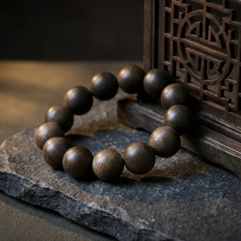Natural Agarwood Bracelet 14mm Oud Wood Beads - Scented Round Wood Bracelet for Men and Women, Meditation Prayer Mala Jewelry, High-Grade Handmade Natural Wood Gift with Elegant Box - Image 4