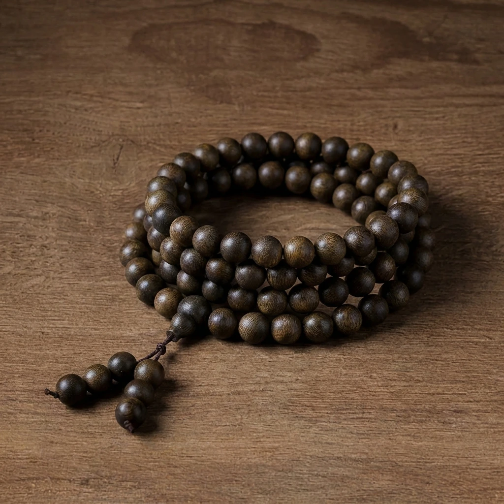 Natural Agarwood 108 Mala Beads 8mm Sinking Grade Aloeswood Prayer Beads for Meditation Yoga Buddhist Rosary Necklace Authentic Oud Wood Jewelry for Men Women Calm Mindfulness Spiritual Gift