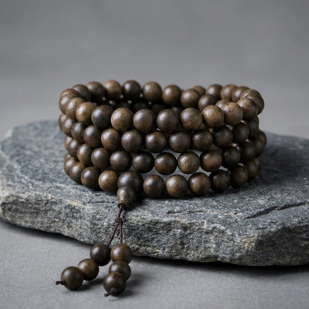 Natural Agarwood 108 Mala Beads 8mm Sinking Grade Aloeswood Prayer Beads for Meditation Yoga Buddhist Rosary Necklace Authentic Oud Wood Jewelry for Men Women Calm Mindfulness Spiritual Gift - Image 2