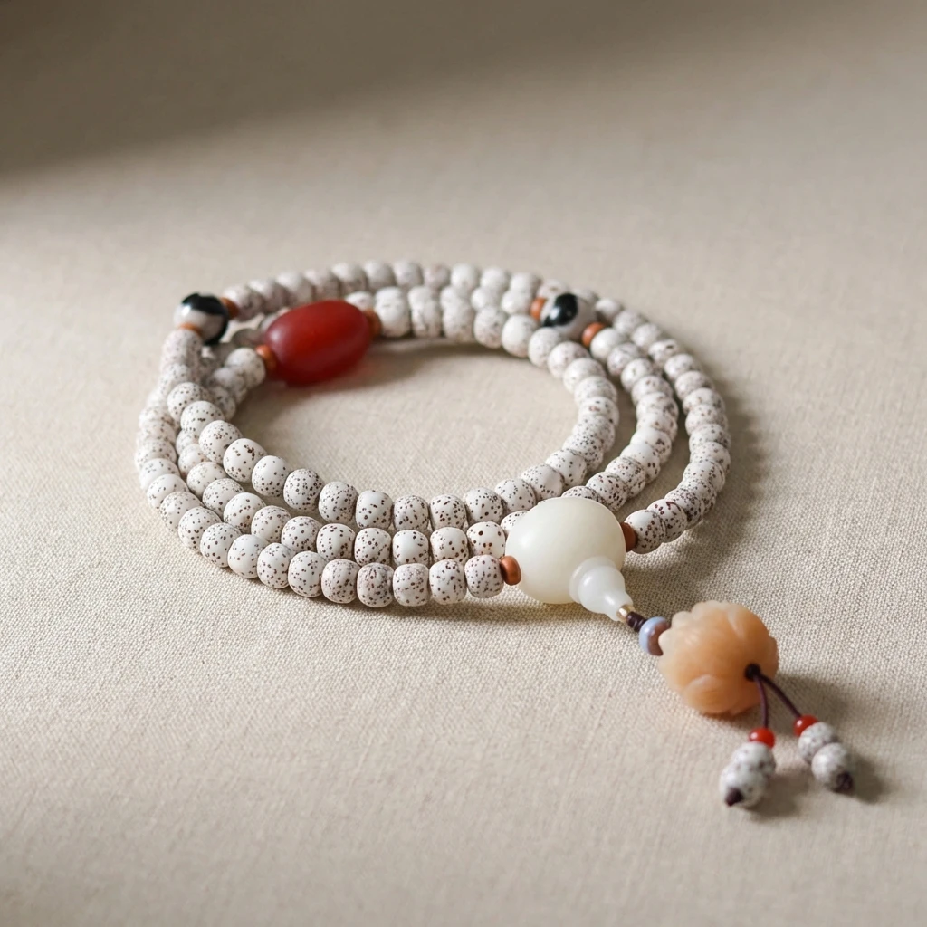 Natural Xingyue Bodhi Seed Mala Beads Bracelet 108 Star and Moon Bodhi Buddhist Prayer Beads with Agate and Dzi Bead, 6x7mm Golden Seed Meditation Jewelry for Men and Women Spiritual Gift - Image 2
