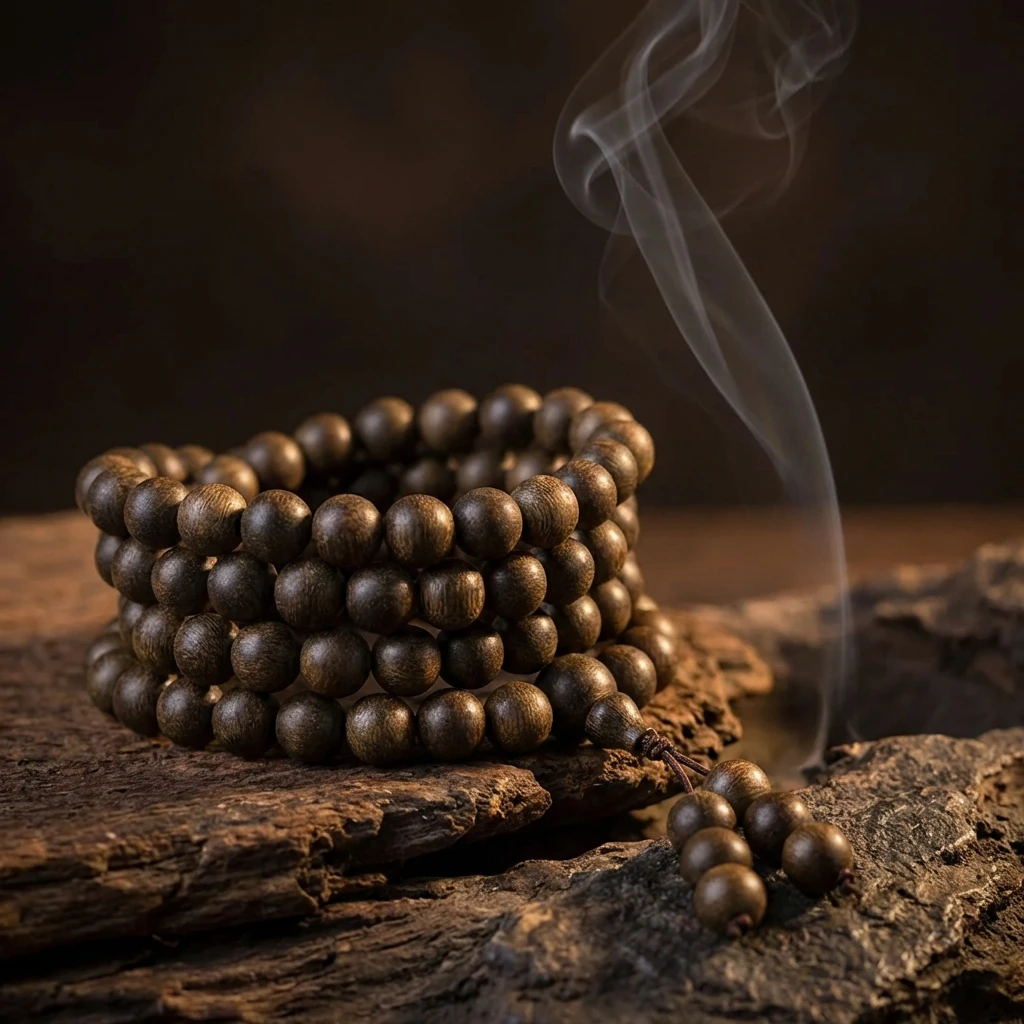 Natural Agarwood 108 Mala Beads 8mm Sinking Grade Aloeswood Prayer Beads for Meditation Yoga Buddhist Rosary Necklace Authentic Oud Wood Jewelry for Men Women Calm Mindfulness Spiritual Gift - Image 4