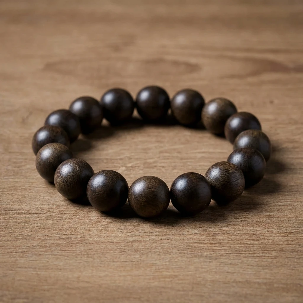 Natural Agarwood Bracelet 14mm Oud Wood Beads - Scented Round Wood Bracelet for Men and Women, Meditation Prayer Mala Jewelry, High-Grade Handmade Natural Wood Gift with Elegant Box