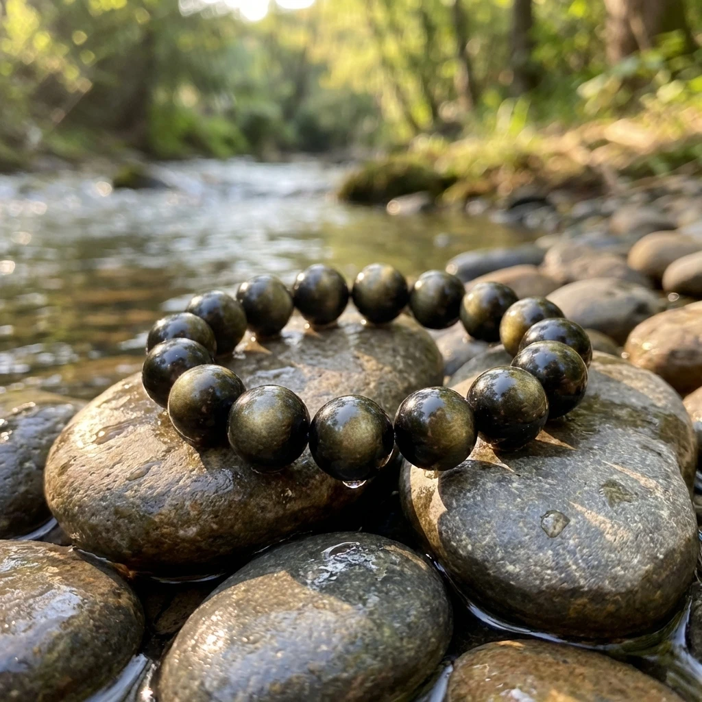 Natural Golden Sheen Obsidian Bracelet for Men Women, Double Eye Gold Obsidian Beads Bracelet, Cat Eye Healing Crystal Jewelry, Reiki Protection Gemstone Energy Stone Bracelet, Gift for Couples - Image 7