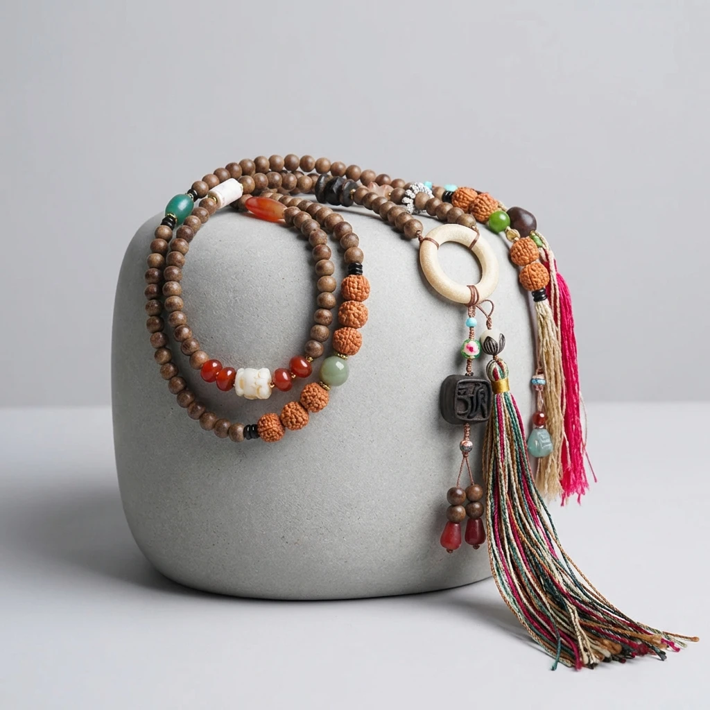 hist Prayer Mala Beads Necklace, Natural Fragrant Wood Crossbody Chain JewelrySpirituality & Meditation-8mm Multi-loop Budd - Image 3