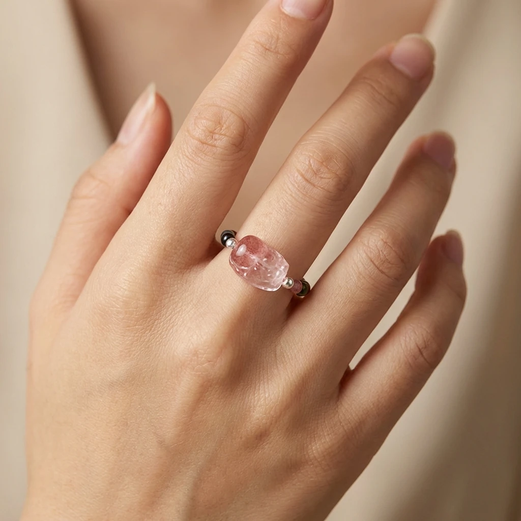 Natural Multi-color Tourmaline PiXiu Ring for Women, Healing Crystal Beaded Elastic Ring, Feng Shui Wealth and Good Luck Protection Amulet, Spiritual Jewelry Gift for Her, Adjustable Size