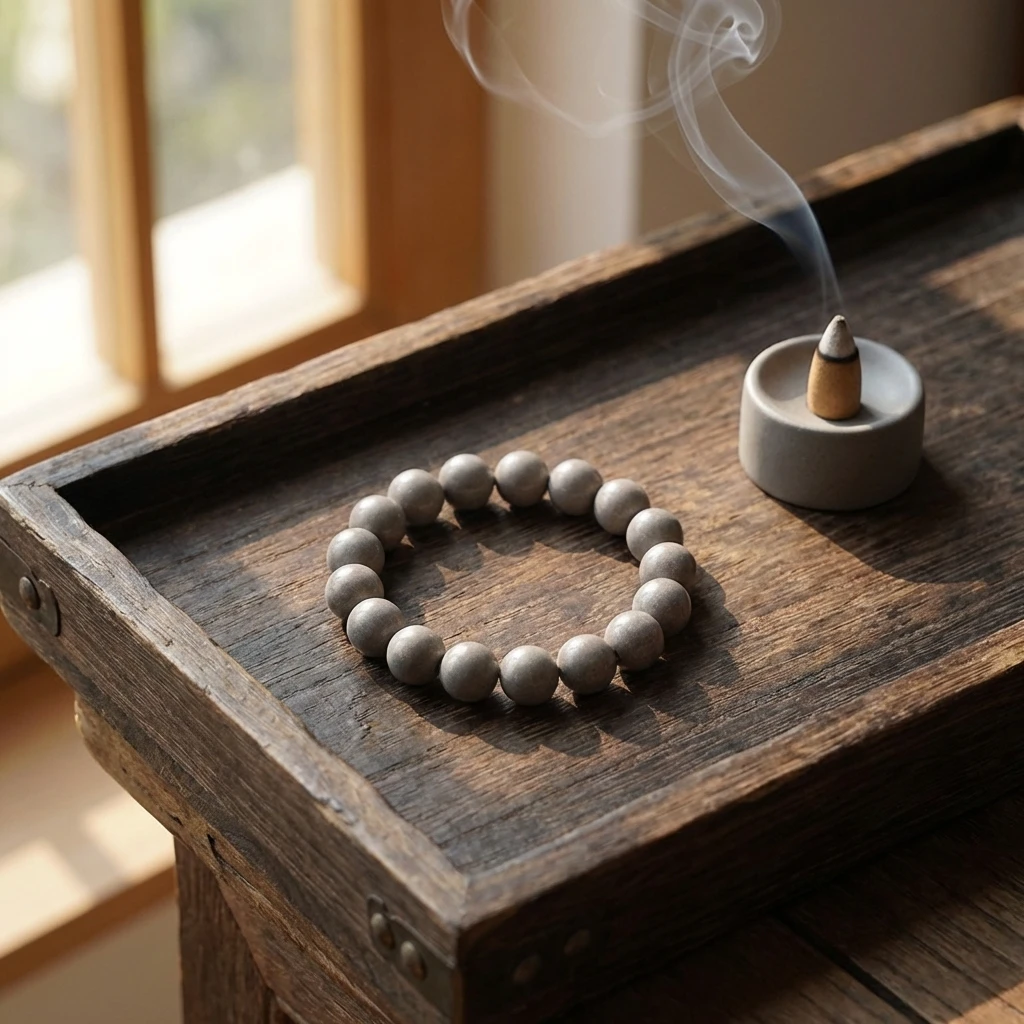 Natural aromatherapy bracelet, suitable for both men and women, handcrafted with natural plants and five-element metal elements. This meditation and mindfulness accessory offers a pleasant aroma and helps relieve stress and enhance yoga practice. - Image 2