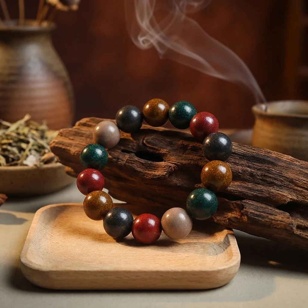 Natural Chinese Herbal Incense Bracelet for Men Women - Five Elements Handmade Meditation Prayer Beads - Traditional Ancient Method Fragrance Jewelry for Healing Wellness Spiritual Gift Idea - Image 4