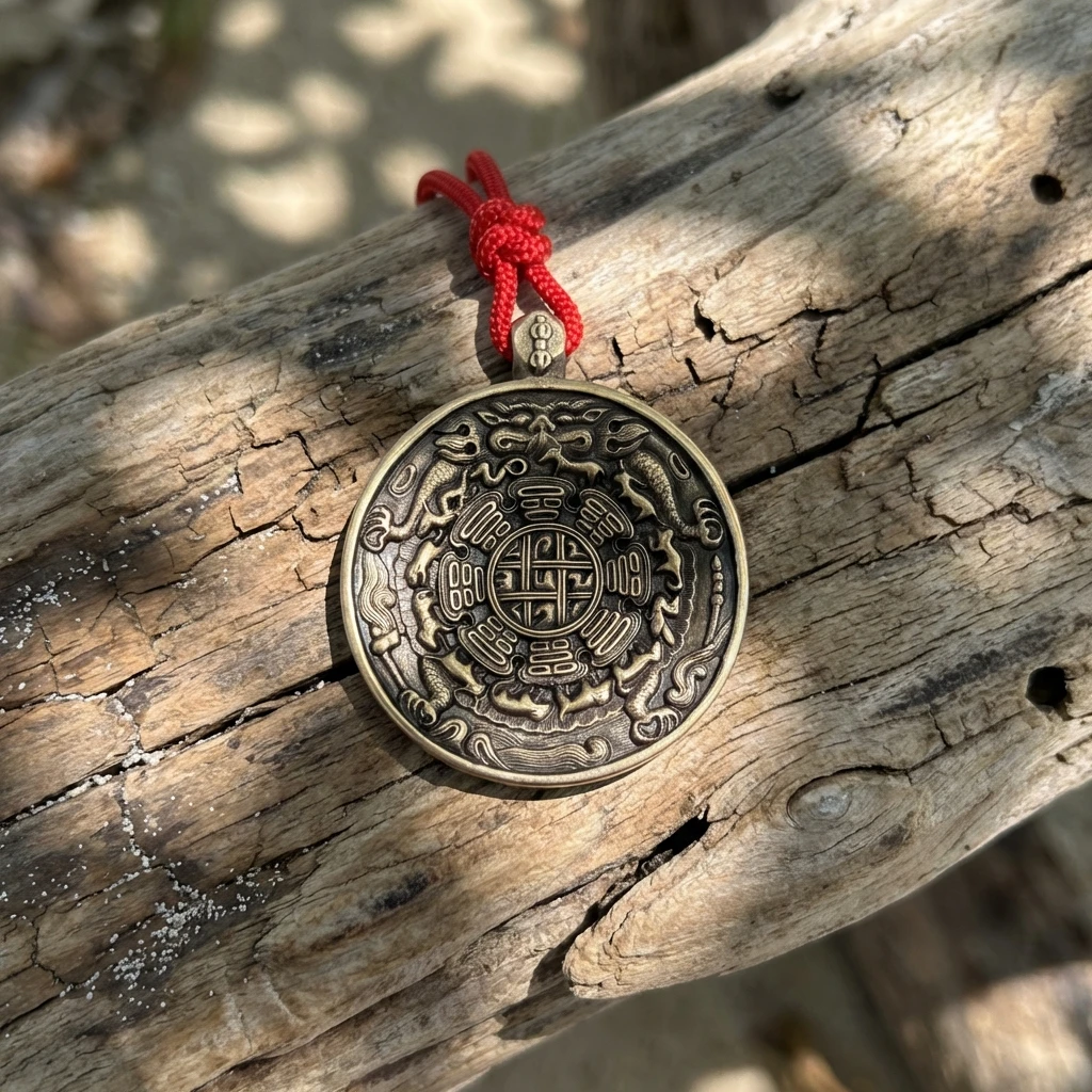 Handmade Tibetan Buddhist Amulet Pendant, Nine Palaces Eight Trigrams Jiugong Bagua Necklace, Celestial Iron Gold Silver Alloy, Spiritual Protection Talisman, 53.9mm Traditional Sacred Jewelry - Image 6