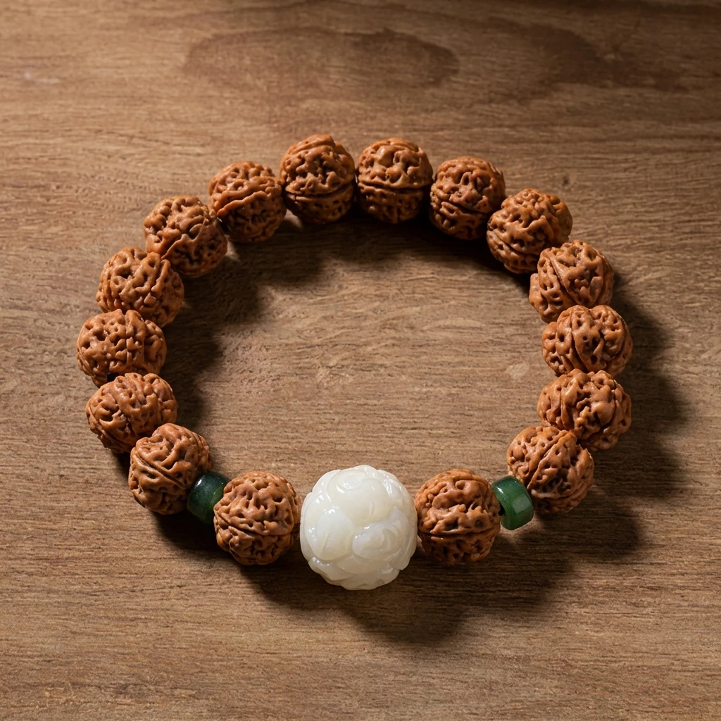 Handmade Nepal Rudraksha Bracelet for Men Women - 11mm Natural Buddhist Prayer Beads Mala - Tibetan Ethnic Style Zen Yoga Meditation Jewelry - Sacred Spiritual Protection Amulet Gift
