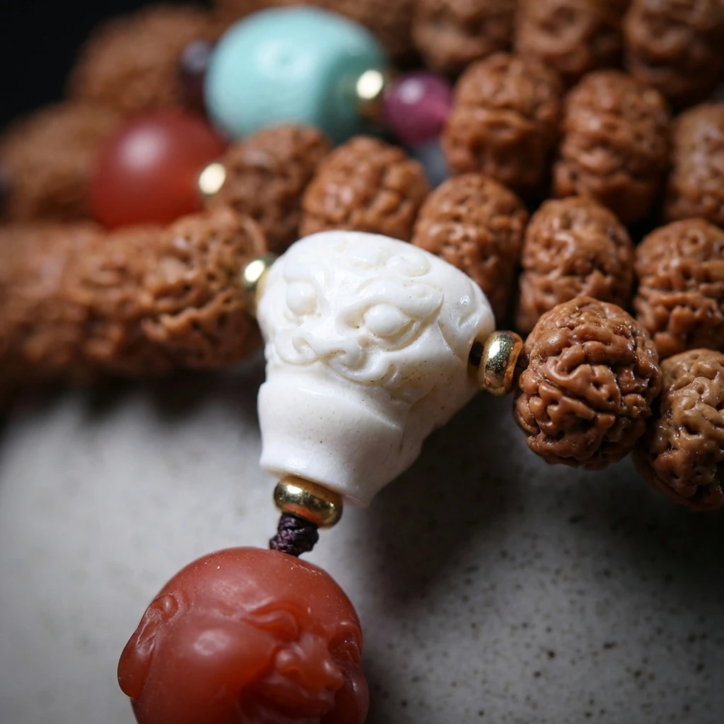 Spirituality & Meditation-Tibetan-style Rudraksha Prayer Beads Bracelet - Image 2