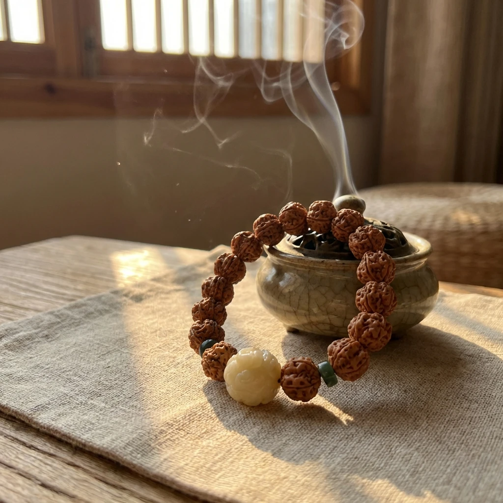 Handmade Nepal Rudraksha Bracelet for Men Women - 11mm Natural Buddhist Prayer Beads Mala - Tibetan Ethnic Style Zen Yoga Meditation Jewelry - Sacred Spiritual Protection Amulet Gift - Image 3