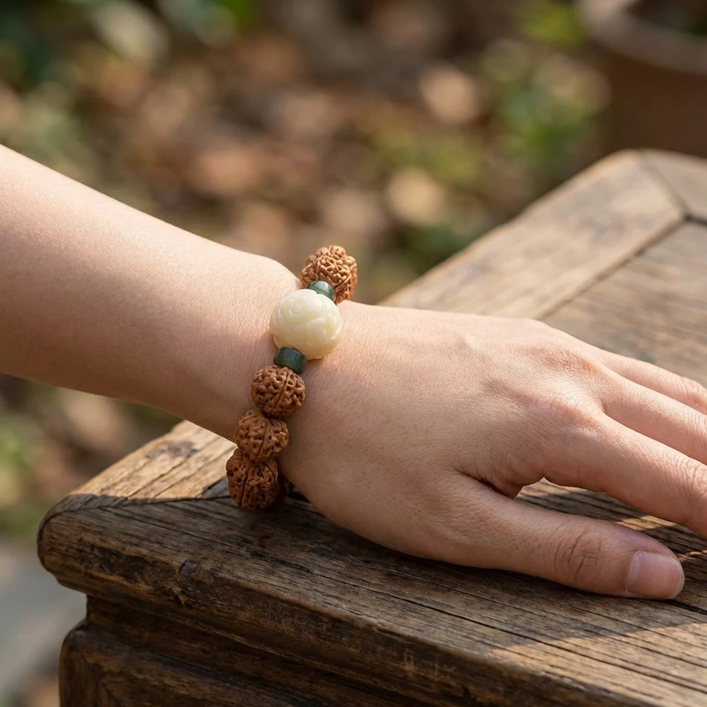 Handmade Nepal Rudraksha Bracelet for Men Women - 11mm Natural Buddhist Prayer Beads Mala - Tibetan Ethnic Style Zen Yoga Meditation Jewelry - Sacred Spiritual Protection Amulet Gift - Image 4