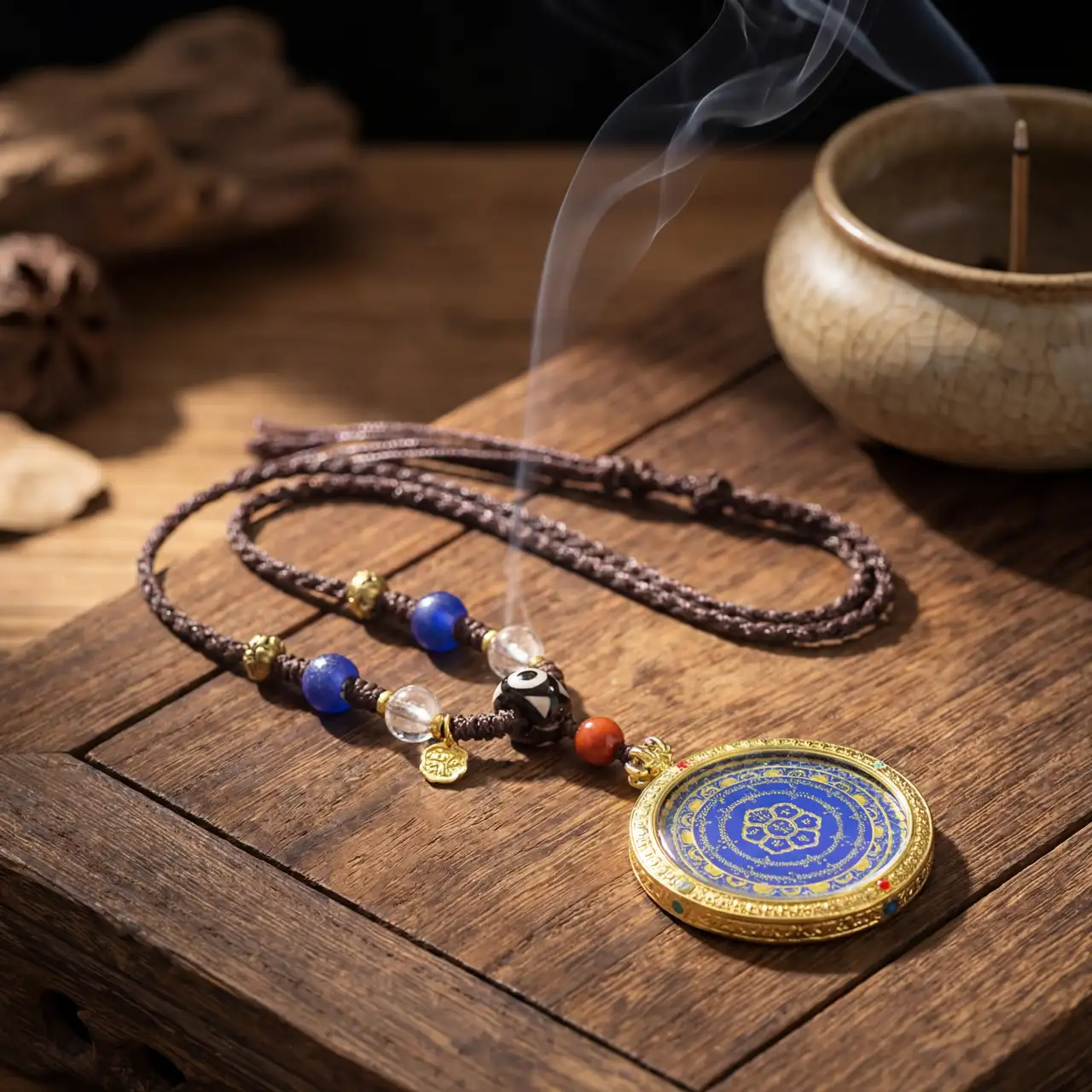 Tibetan Buddhist Amulet Necklace for Men Women, Hand-Woven Rope with Six-Syllable Mantra Thangka Pendant, 44mm Religious Protection Jewelry, Meditation Prayer Beads, Spiritual Zen Gift for Luck - Image 4
