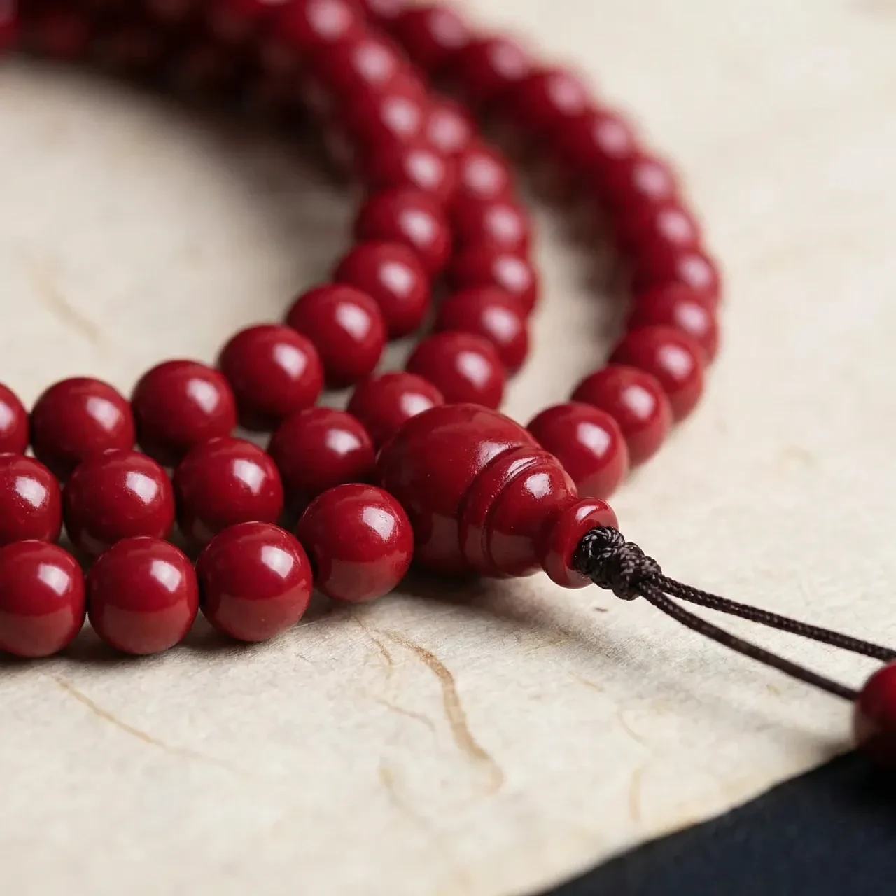 108 Mala Beads Necklace 8mm Vintage Red Cinnabar Prayer Beads Buddhist Rosary Wrap Bracelet Spiritual Meditation Yoga Healing Jewelry for Women Men - Image 2