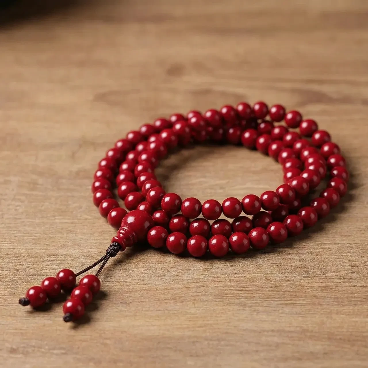 108 Mala Beads Necklace 8mm Vintage Red Cinnabar Prayer Beads Buddhist Rosary Wrap Bracelet Spiritual Meditation Yoga Healing Jewelry for Women Men