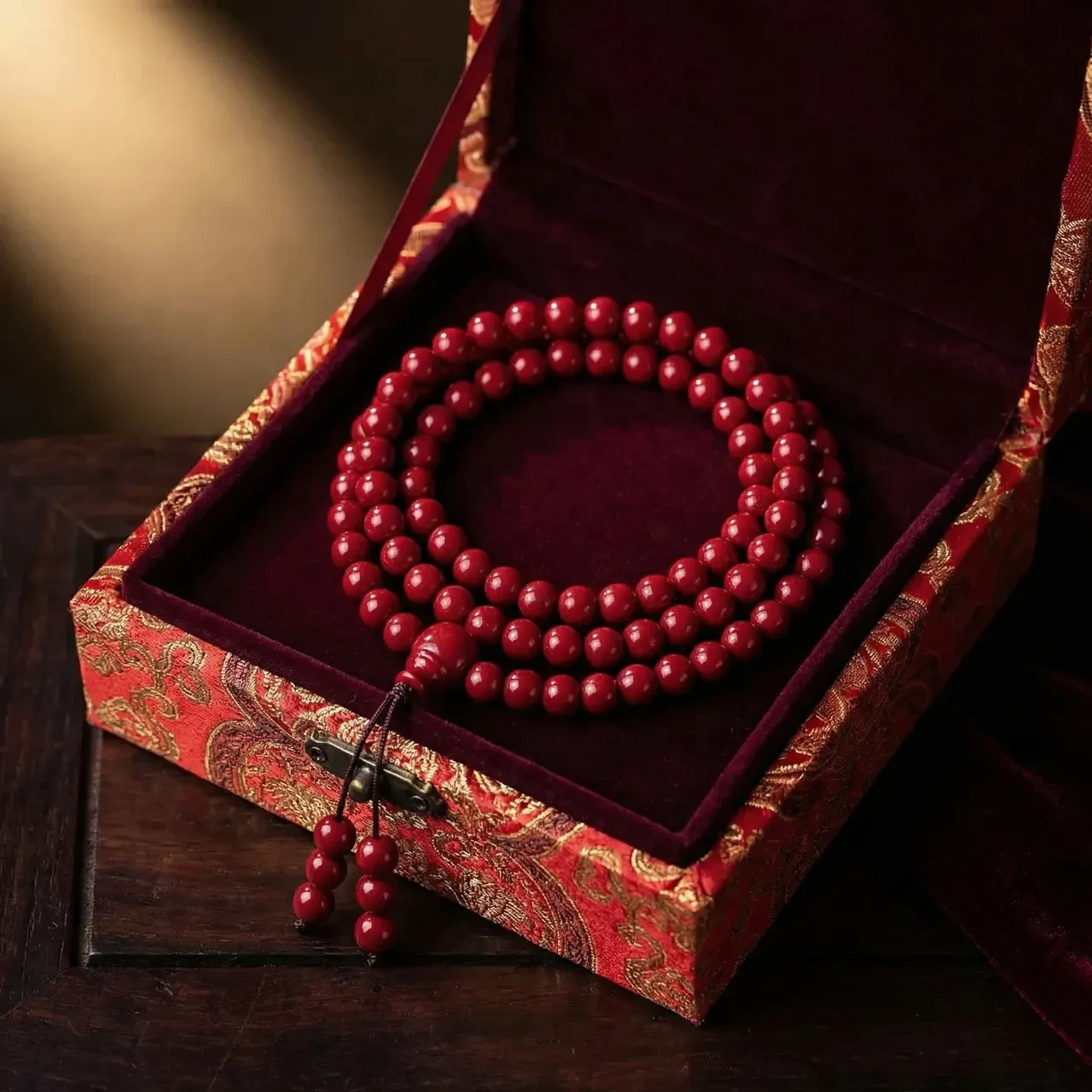108 Mala Beads Necklace 8mm Vintage Red Cinnabar Prayer Beads Buddhist Rosary Wrap Bracelet Spiritual Meditation Yoga Healing Jewelry for Women Men - Image 5