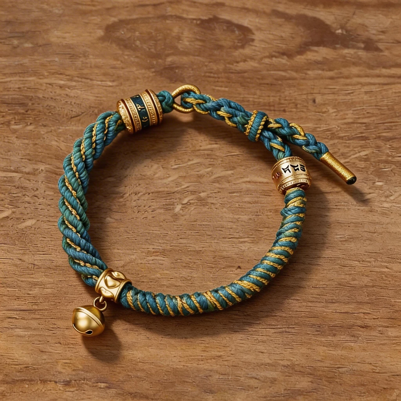 Handmade Tibetan Braided Cotton Rope Bracelet Ethnic Bohemian Lucky String Buddhist Mantra Bead Bell Charm Spiritual Meditation Jewelry Gift for Women Men Green