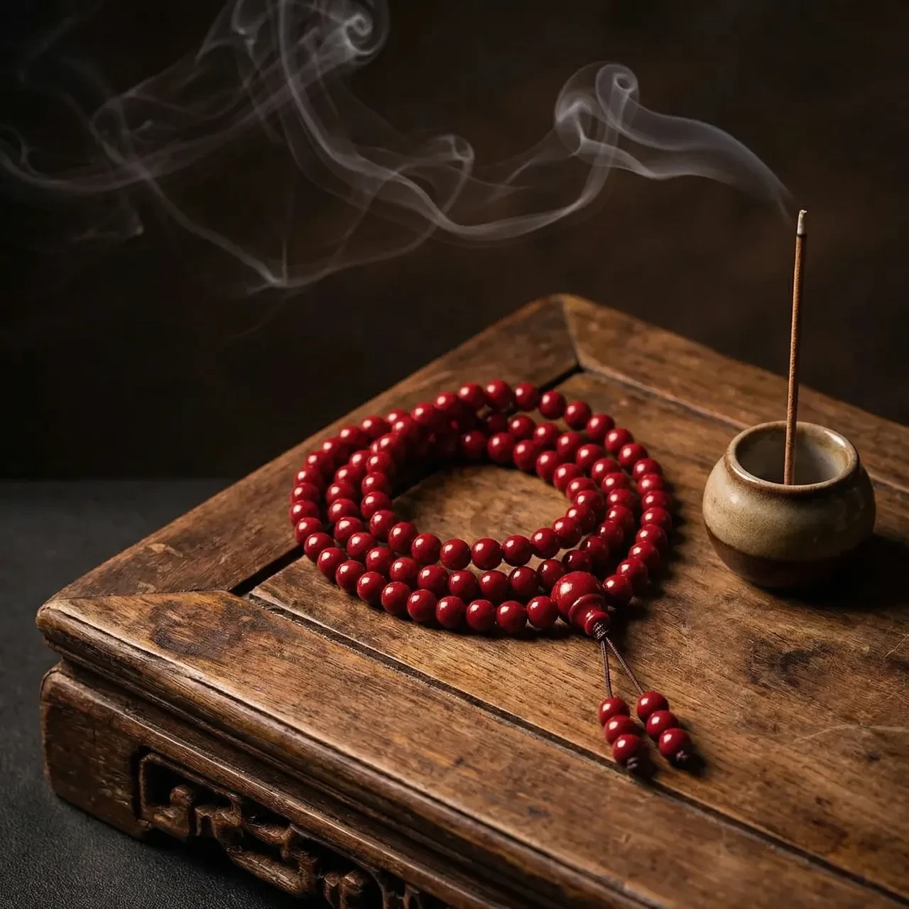 108 Mala Beads Necklace 8mm Vintage Red Cinnabar Prayer Beads Buddhist Rosary Wrap Bracelet Spiritual Meditation Yoga Healing Jewelry for Women Men - Image 3