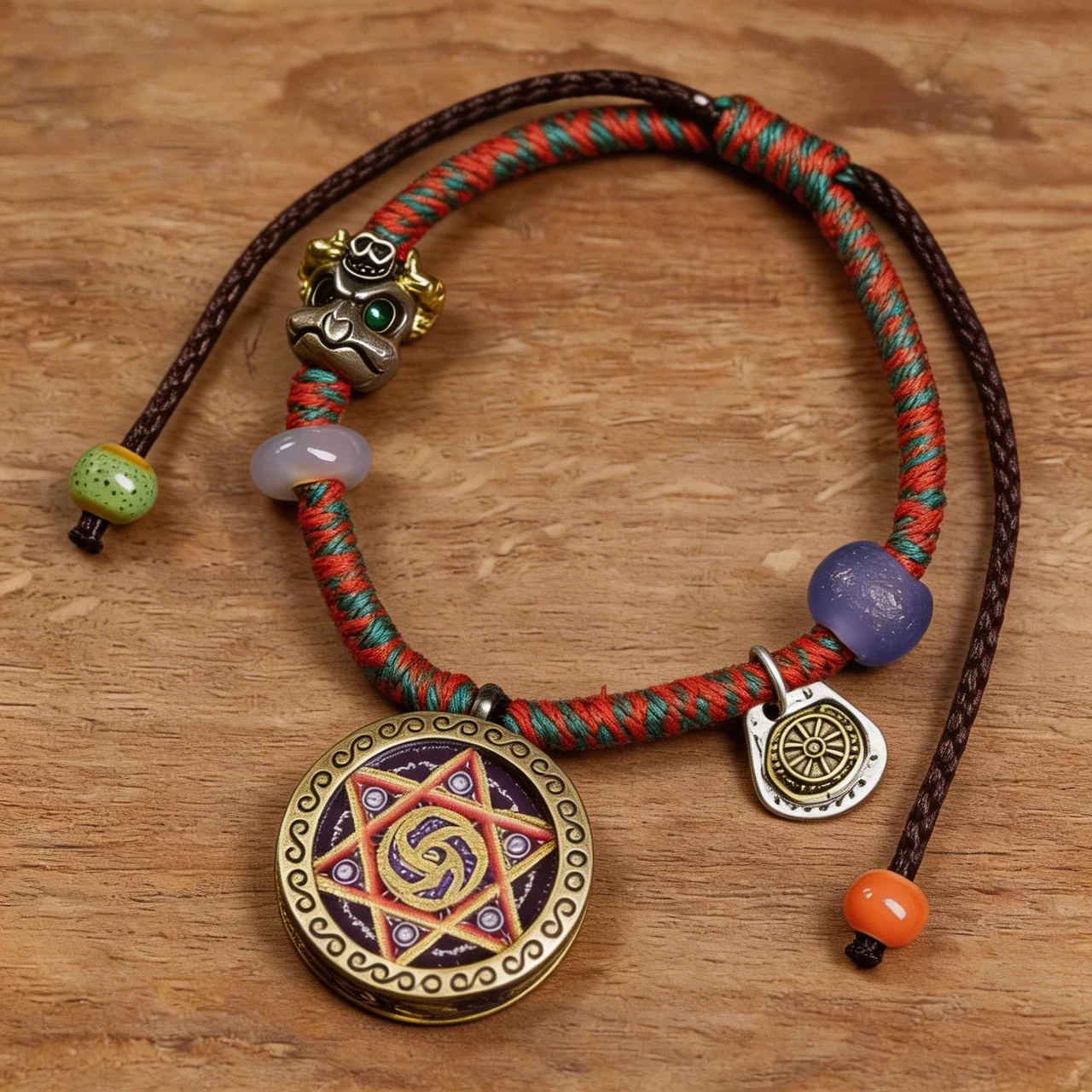 Handmade Tibetan Mandala Bracelet for Men Women, Hand-Woven Braided Rope Thangka Amulet Pendant Spiritual Jewelry for Yoga Meditation Protection and Blessing, Adjustable