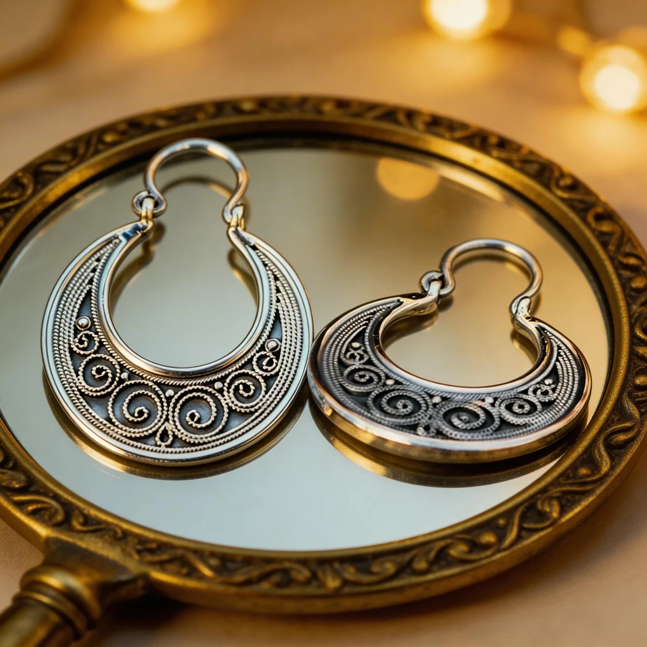 Vintage Tibetan Silver Hoop Earrings for Women, Bohemian Gypsy Crescent Filigree Hollow Swirl Dangle Drop Jewelry, Antique Ethnic Statement Accessories - Image 6