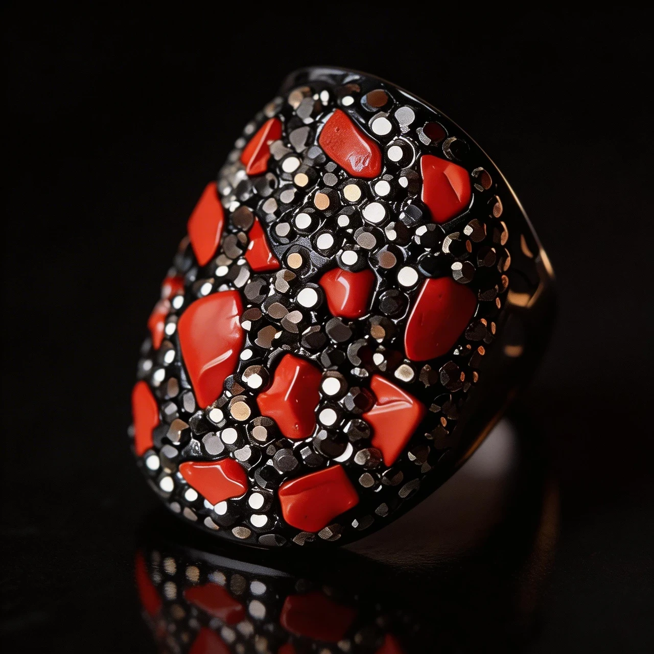 Vintage Statement Rings for Women Natural Red Stone Hand-Inlaid Chunky Cocktail Ring Antique Dark Metal Finish Retro Bohemian Handmade Jewelry Gifts for Anniversary Birthday - Image 3