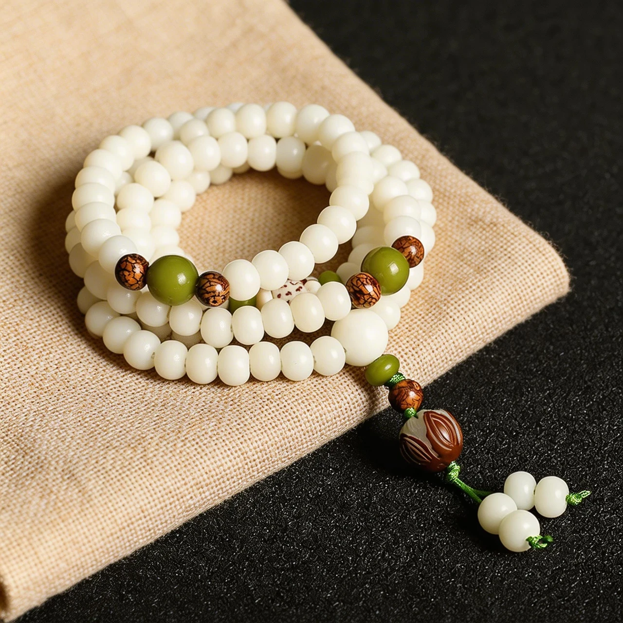 Spirituality & Meditation-108 Natural White Bodhi Seed Mala Bracelet - Image 5