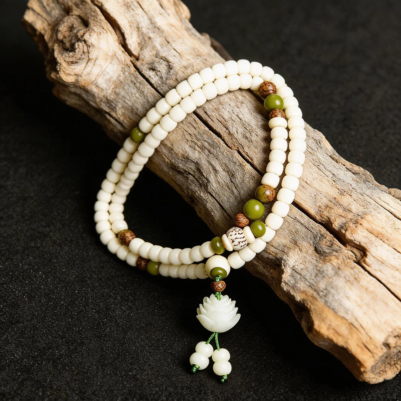 Spirituality & Meditation-108 Natural White Bodhi Seed Mala Bracelet - Image 4