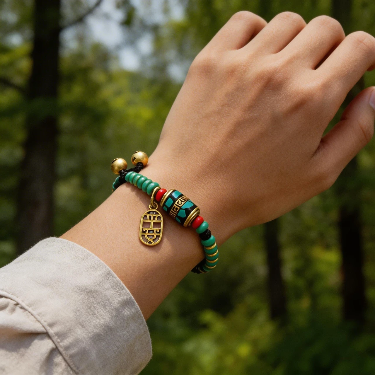 Handmade Tibetan Beaded Bracelet for Men and Women Vintage Ethnic Natural Stone Braided Rope Bangle Yoga Meditation Good Luck Amulet Spiritual Jewelry Gift - Image 2