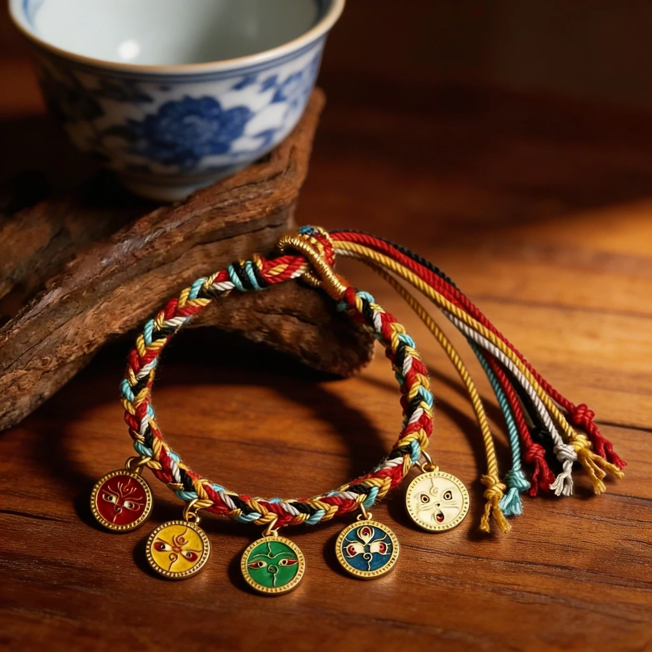Handmade Braided Rope Bracelet for Women Tibetan Lucky Charm Adjustable Ethnic Boho Jewelry Wealth Prosperity Amulet Colorful Thread Handwoven Friendship Bracelet - Image 5