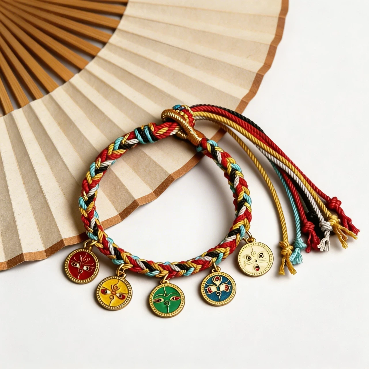 Handmade Braided Rope Bracelet for Women Tibetan Lucky Charm Adjustable Ethnic Boho Jewelry Wealth Prosperity Amulet Colorful Thread Handwoven Friendship Bracelet - Image 2