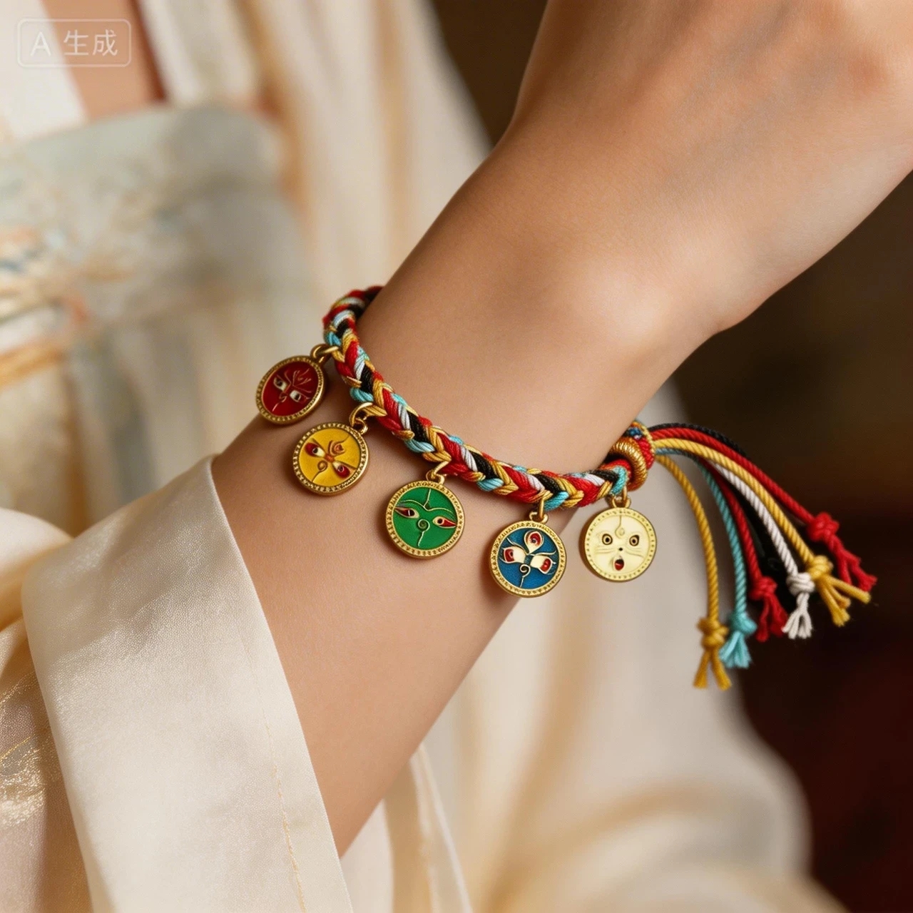 Handmade Braided Rope Bracelet for Women Tibetan Lucky Charm Adjustable Ethnic Boho Jewelry Wealth Prosperity Amulet Colorful Thread Handwoven Friendship Bracelet - Image 3