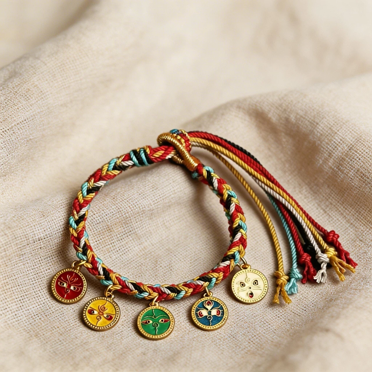 Handmade Braided Rope Bracelet for Women Tibetan Lucky Charm Adjustable Ethnic Boho Jewelry Wealth Prosperity Amulet Colorful Thread Handwoven Friendship Bracelet - Image 6