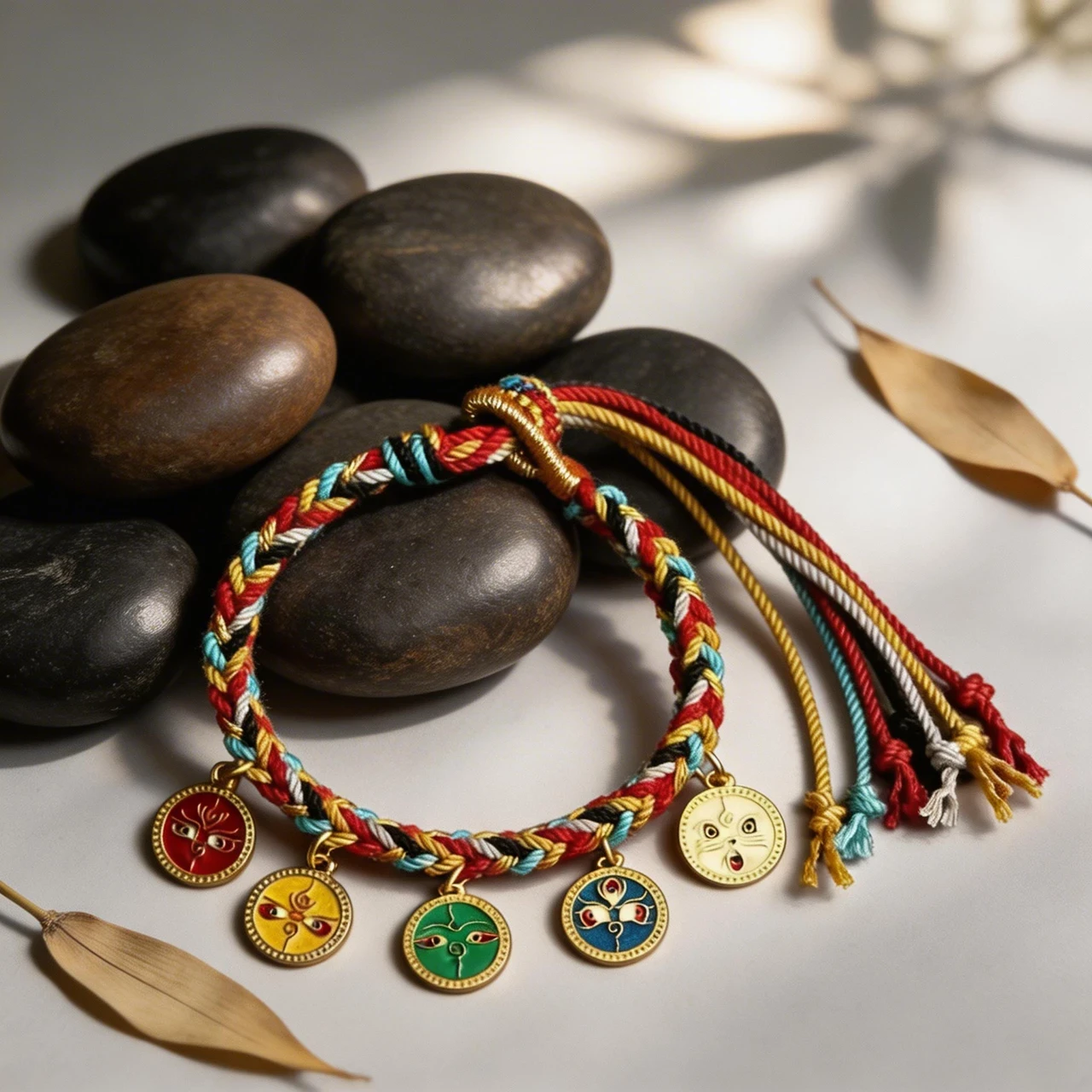Handmade Braided Rope Bracelet for Women Tibetan Lucky Charm Adjustable Ethnic Boho Jewelry Wealth Prosperity Amulet Colorful Thread Handwoven Friendship Bracelet - Image 4