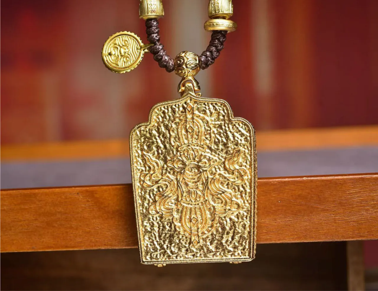 Tibetan Buddhist Thangka Pendant Necklace Black Dzambhala Wealth God Amulet Hand-Woven Braided Rope Spiritual Protection Jewelry for Men Women Meditation 56x38mm - Image 3