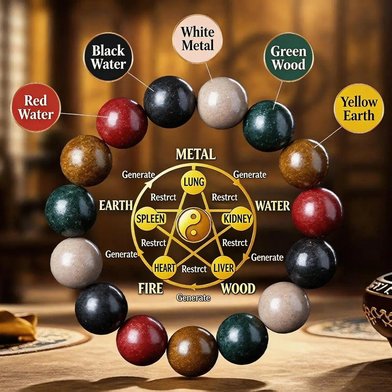 Natural Chinese Herbal Incense Bracelet for Men Women - Five Elements Handmade Meditation Prayer Beads - Traditional Ancient Method Fragrance Jewelry for Healing Wellness Spiritual Gift Idea - Image 2