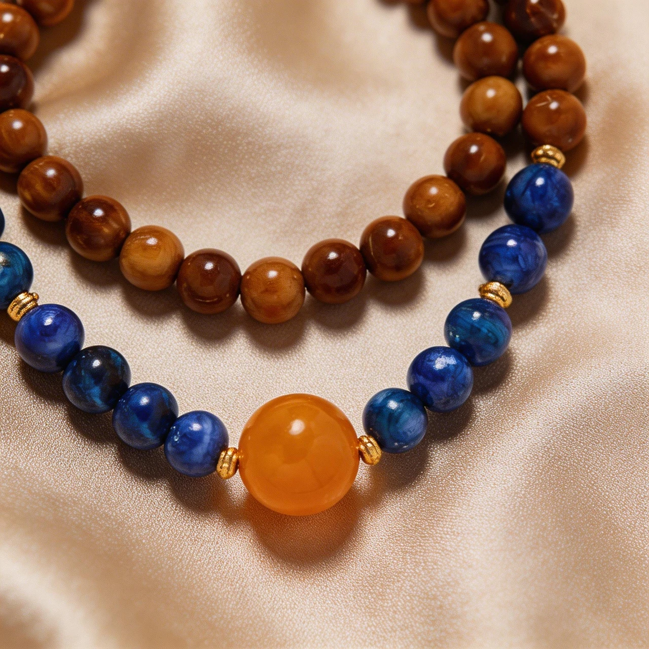 Natural 6mm Kyanite and Kuka Seed Double Wrap Bracelet for Women Men Amber Accent Gemstone Beaded Wristband Healing Meditation Yoga Spiritual Jewelry - Image 4