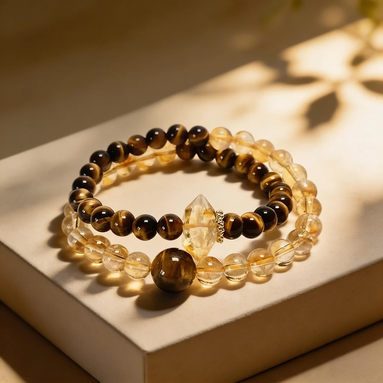 Strength & Courage-Sunlit Golden Mountain-Natural Tiger Eye and Citrine Crystal Bracelet - Image 3