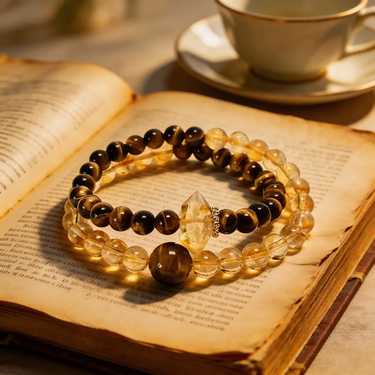 Strength & Courage-Sunlit Golden Mountain-Natural Tiger Eye and Citrine Crystal Bracelet - Image 4