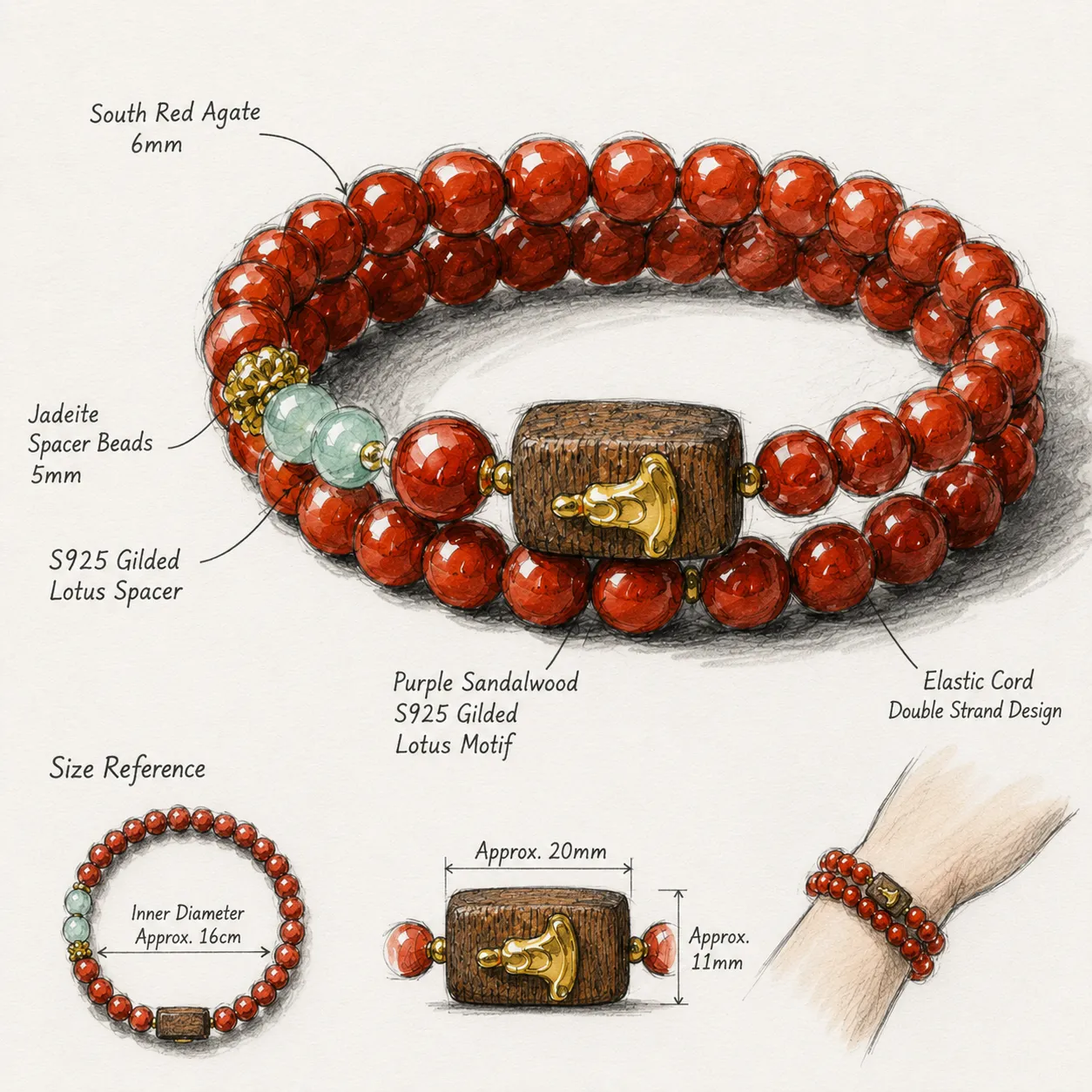 Wealth & Protection-Red Agate Bracelet, Buddhist Prayer Beads - Image 5