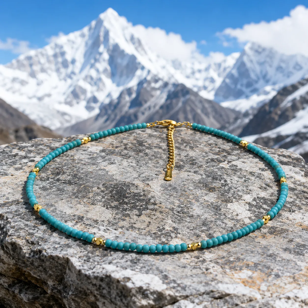 Grace & Blessings-Simple Turquoise Beaded Clavicle Necklace - Image 3