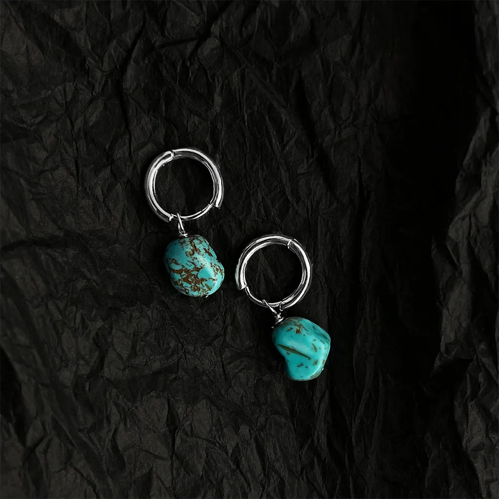 Grace & Blessings-Irregular Shaped Turquoise Earrings - Image 3