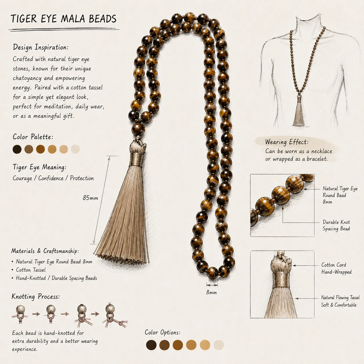 Strength & Courage-Sunlit Golden Mountain-Natural Tiger Eye and Citrine Crystal Bracelet - Image 5