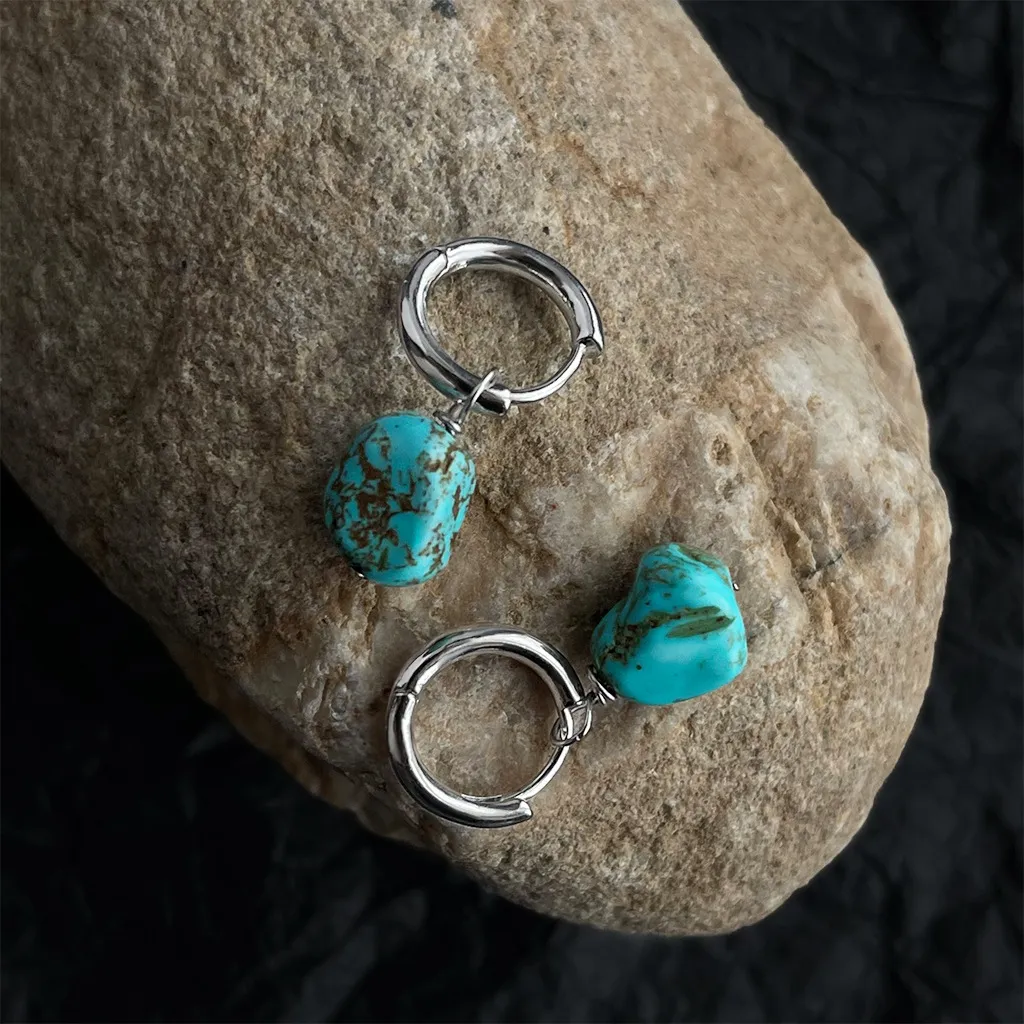 Grace & Blessings-Irregular Shaped Turquoise Earrings - Image 4