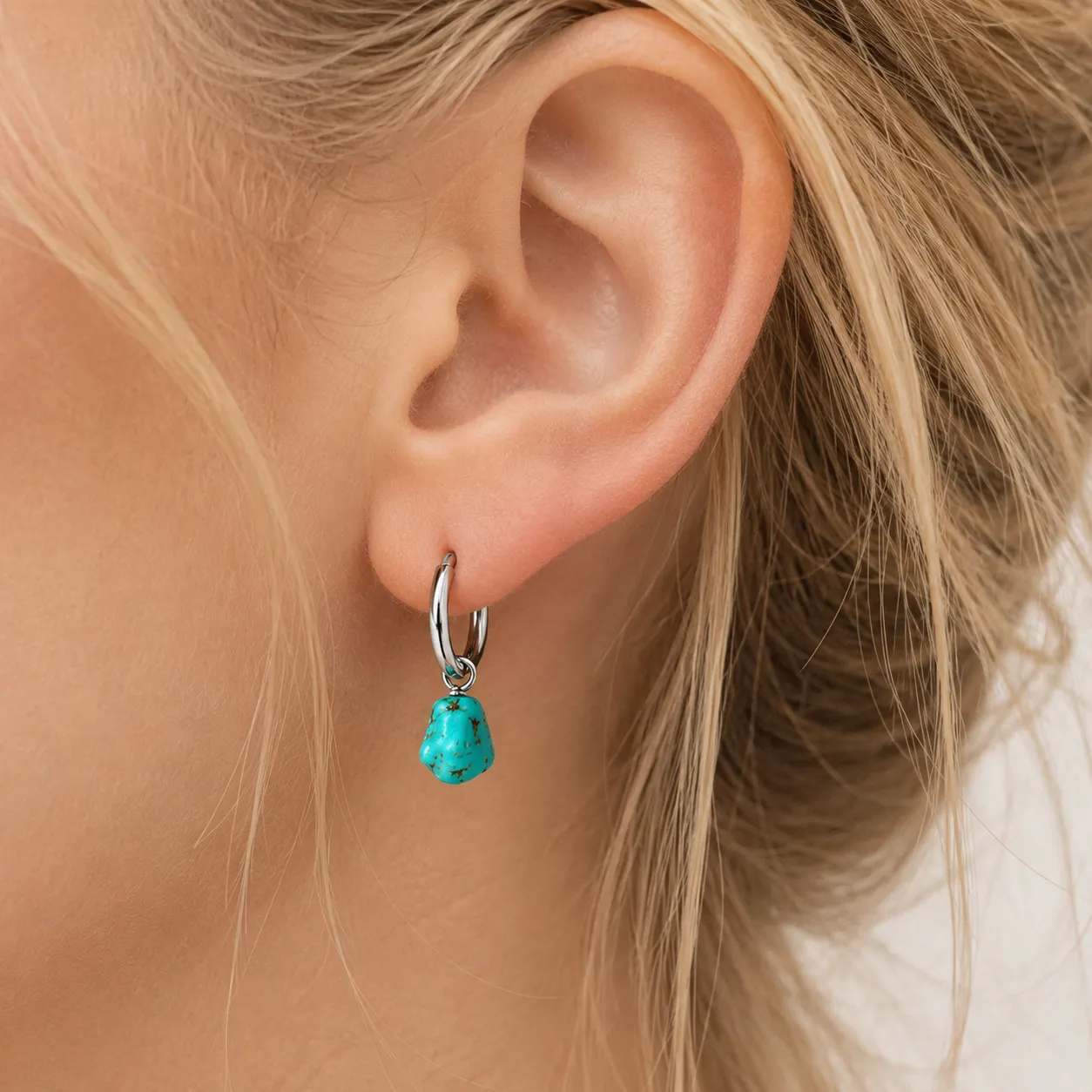 Grace & Blessings-Irregular Shaped Turquoise Earrings - Image 2