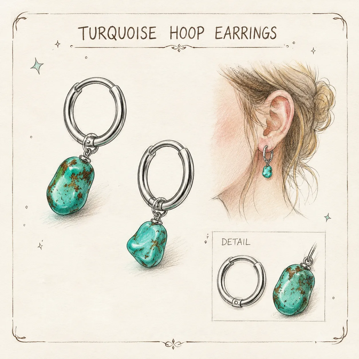 Grace & Blessings-Irregular Shaped Turquoise Earrings - Image 5